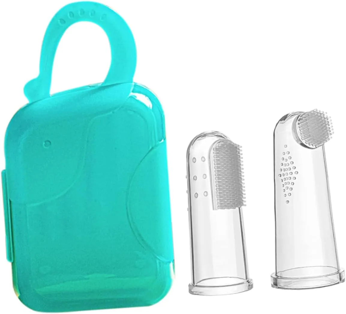1 Set Finger Toothbrush Gum Cleaner with Portable Case Soft Toothbrush for Teething Relief Early Oral Care Safe for Boy Girl Pets