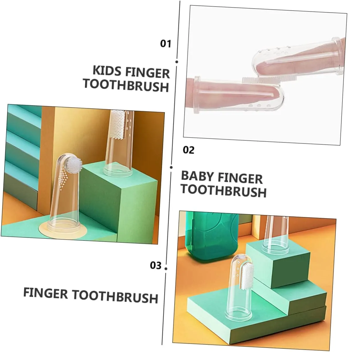 1 Set Finger Toothbrush of Oral Cleaning Tools for Boy Girl and Soft Brushes for Teething Boy Girl and Pets Portable Case Included