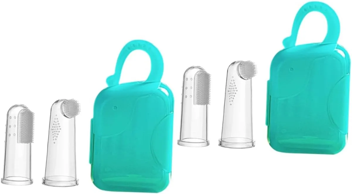 1 Set Finger Toothbrush of Oral Cleaning Tools for Boy Girl and Soft Brushes for Teething Boy Girl and Pets Portable Case Included