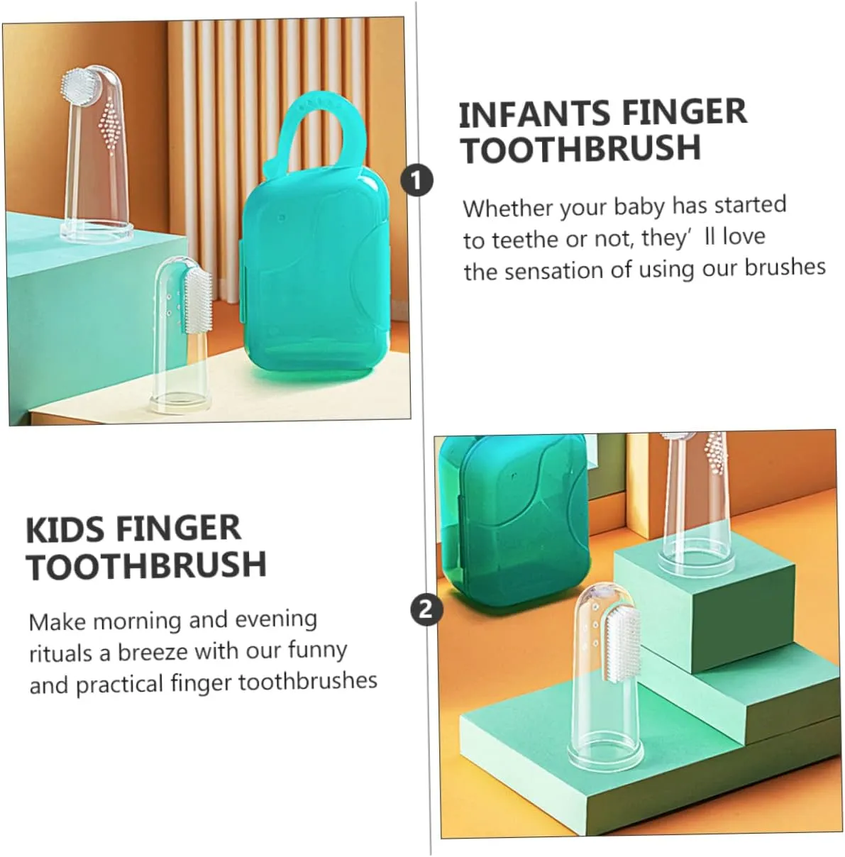 1 Set Finger Toothbrush of Oral Cleaning Tools for Boy Girl and Soft Brushes for Teething Boy Girl and Pets Portable Case Included