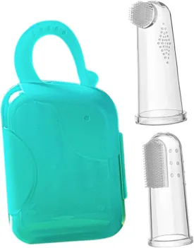1 Set Finger Toothbrush Soft Gum Cleaner for Oral Massager for Teething Relief Portable Storage Case Included Easy to Clean for Boy Girl and Pets
