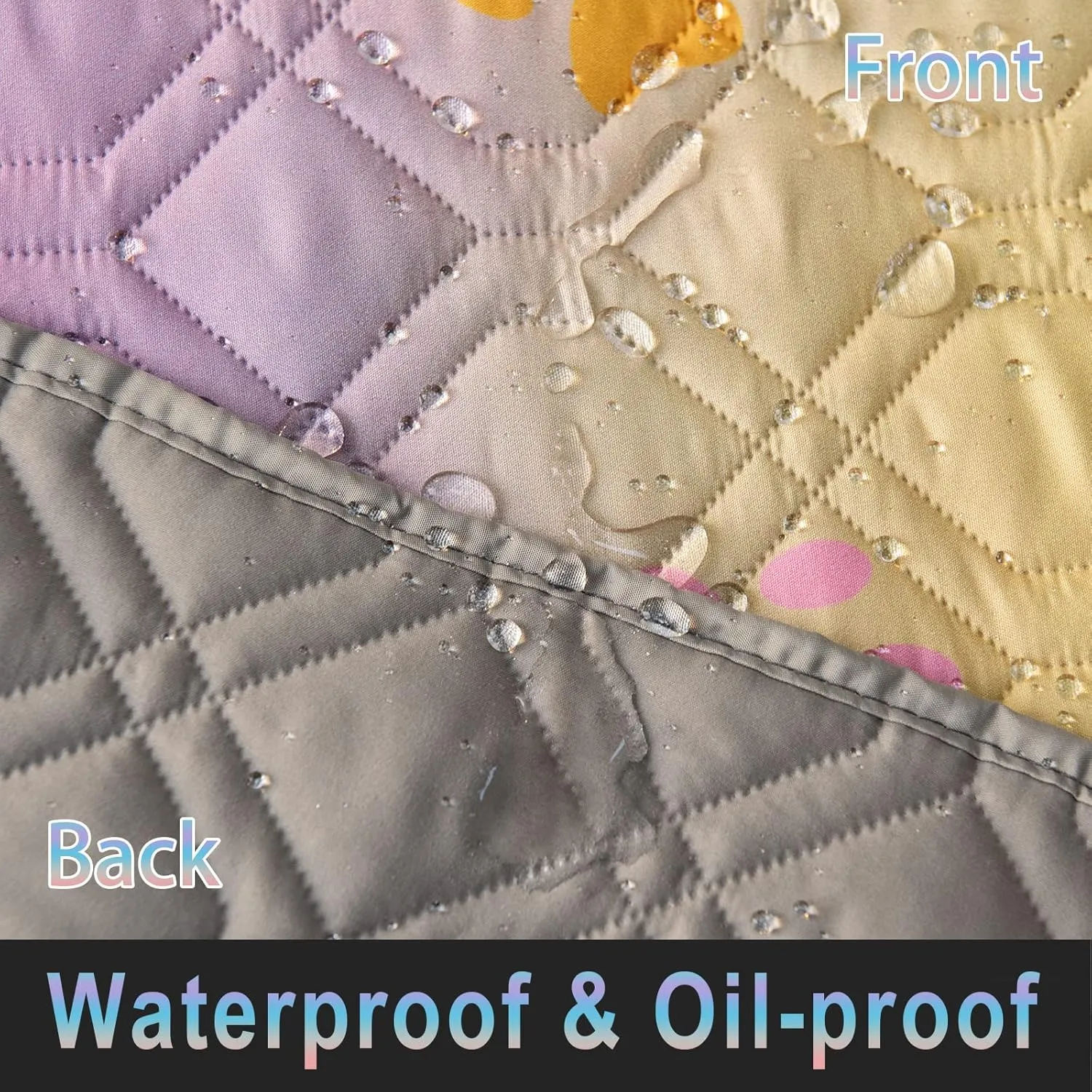 100% Waterproof Dog Bed Cover 52x82 inch Reversible Changing Pad Reusable Camping Mat for Kids/Pet/Dog/Cat Washable Geometric Embroidery Blanket Patchwork Rainbow Dog Paw Printed Gray