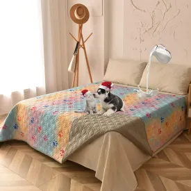 100% Waterproof Dog Bed Cover 52x82 inch Reversible Changing Pad Reusable Camping Mat for Kids/Pet/Dog/Cat Washable Geometric Embroidery Blanket Patchwork Rainbow Dog Paw Printed Gray