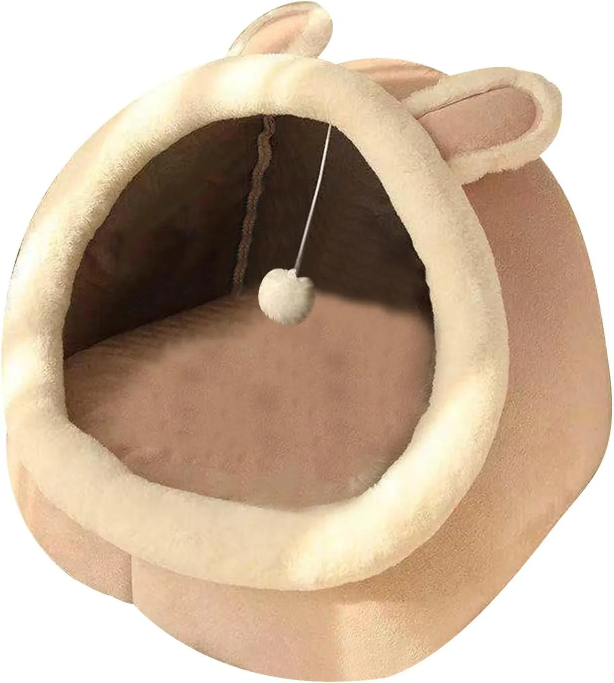15.8" Soft Round Plush Faux Fur Pet Bed for Cats or Small Dogs, Anti-Anxiety Cat Bed, Washable Fluffy Anti-Slip Mute Base, Cozy Kitty Kennel (pi-nk)