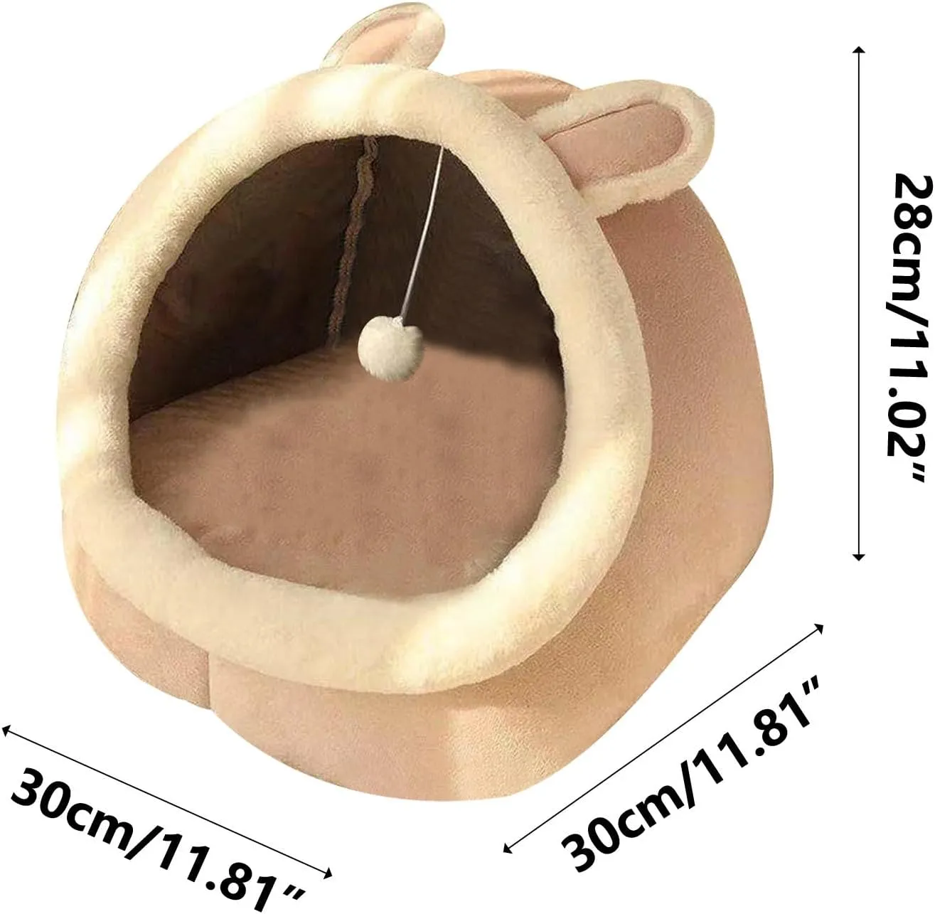 15.8" Soft Round Plush Faux Fur Pet Bed for Cats or Small Dogs, Anti-Anxiety Cat Bed, Washable Fluffy Anti-Slip Mute Base, Cozy Kitty Kennel (pi-nk)