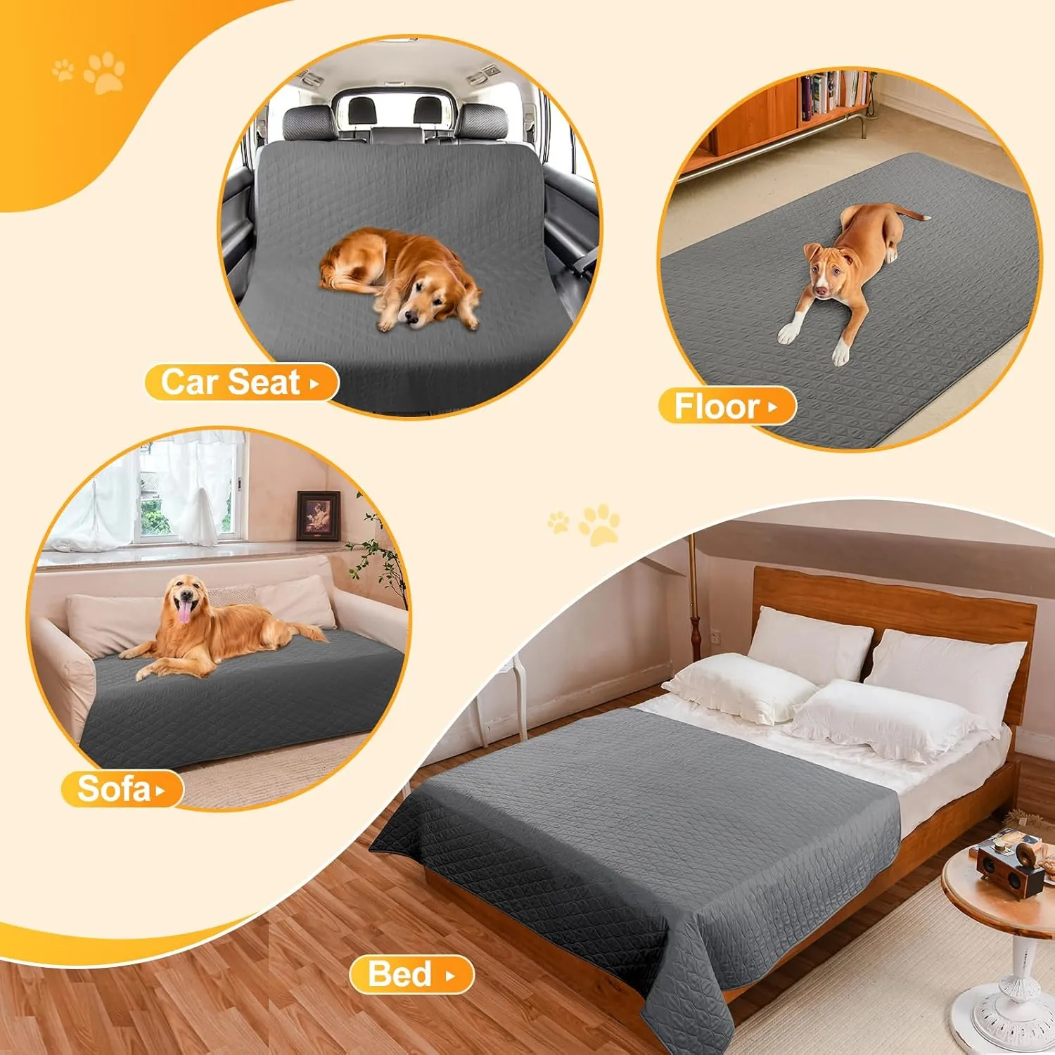 2 Pack Waterproof Dog Bed Cover Blanket Non Slip Couch Cover for Pets Medium Dog Cat Kids Children Sofa Furniture Protector(54"82", Dark Grey)
