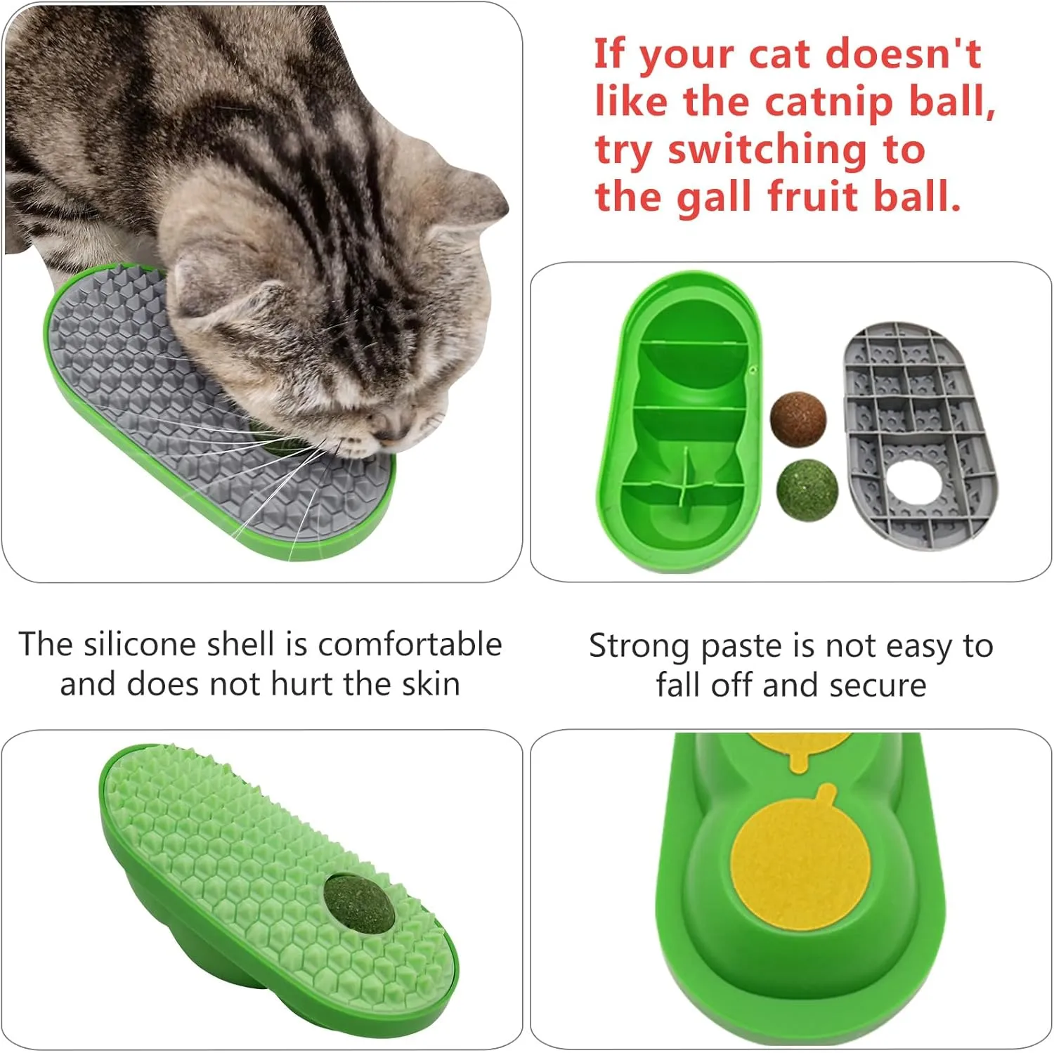 2 Pcs Catnip Toys Balls That Stick on Wall,Cat Toy Ball, Catnip Ball for Cats Lick,Cat Face Scratchers Brush Rubbing Post, (Yellow)