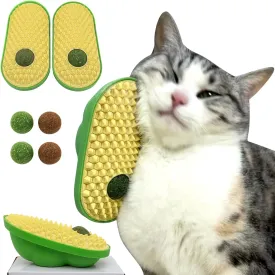 2 Pcs Catnip Toys Balls That Stick on Wall,Cat Toy Ball, Catnip Ball for Cats Lick,Cat Face Scratchers Brush Rubbing Post, (Yellow)