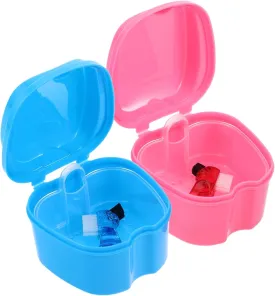 2Sets Shaped Soaking Cup Travel Toothbrush for Dentures Care Soft Brush Included Portable Storage for Home Travel