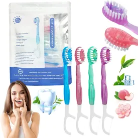5 in 1 Toothbrush, 5 in 1 Mini Toothbrush and Floss and Tongue Scraper and Toothpick Set, with Toothpaste Tongue Scraper Floss Pick Portable Toothbrushes for Travel Work (4 Types of Mix)