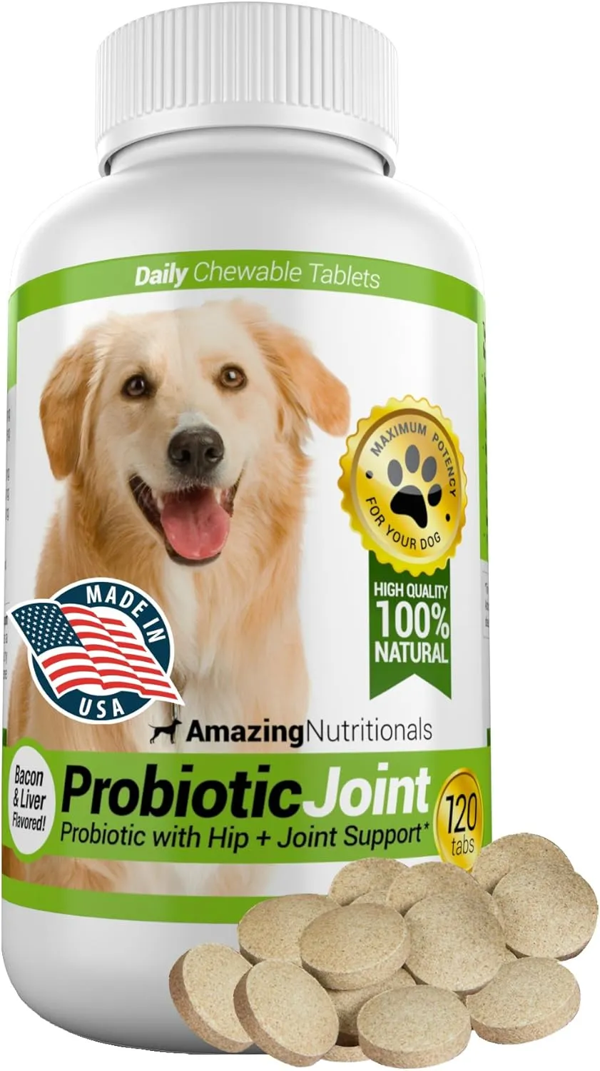 Amazing Probiotics for Dogs Eliminates Diarrhea and Gas with Hip Joint Pain Relief, 120 Chews