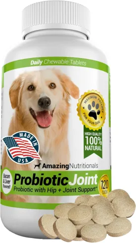 Amazing Probiotics for Dogs Eliminates Diarrhea and Gas with Hip Joint Pain Relief, 120 Chews