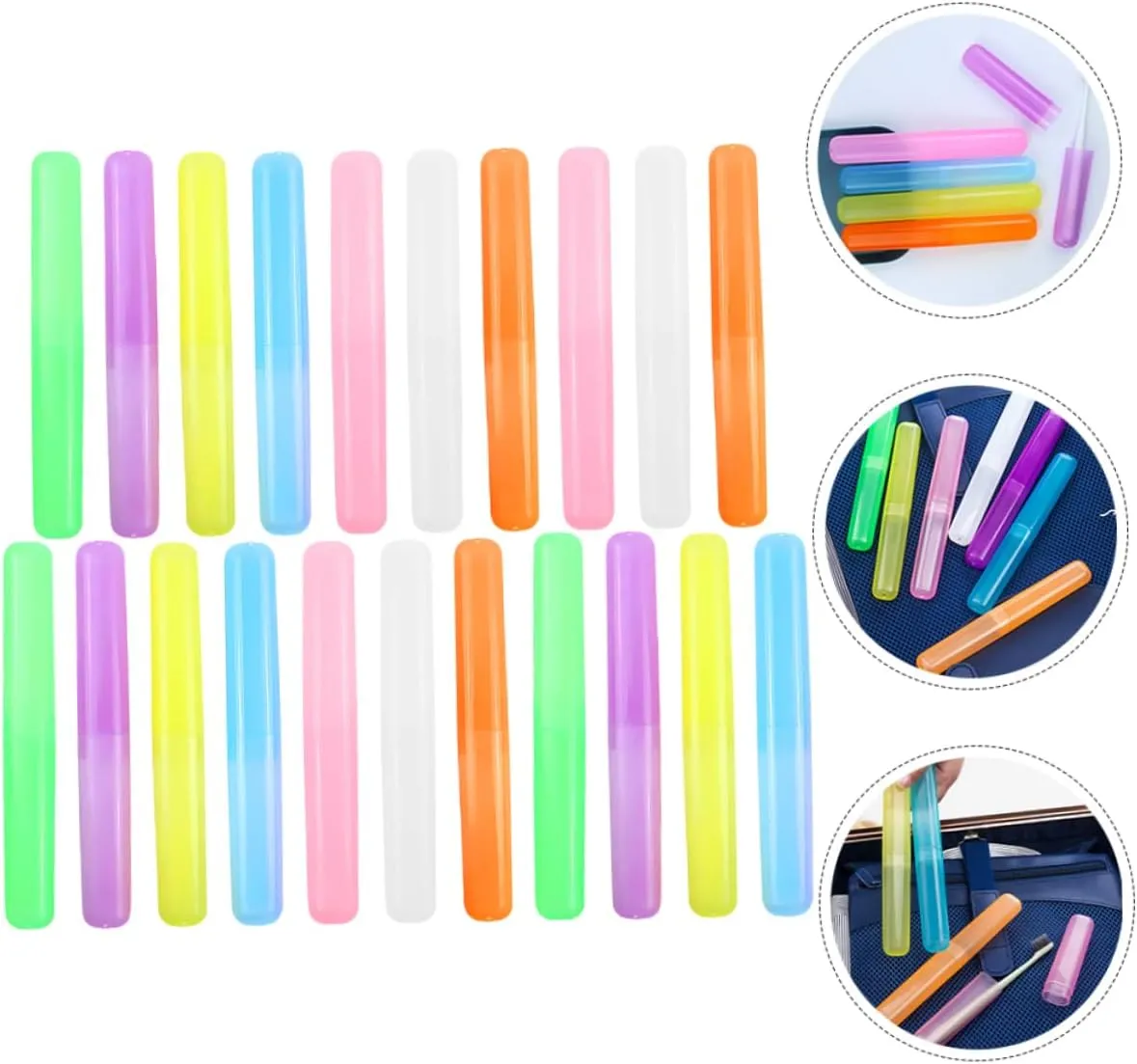 Amosfun 4sets Travel Toothbrush Holder Pp Material Case Airtight Compact Portable Toothbrush Storage for Camping Outdoor and Travel 21pcs*4