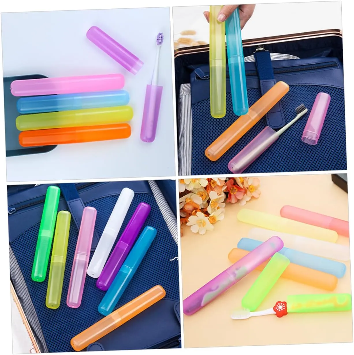 Amosfun 4sets Travel Toothbrush Holder Pp Material Case Airtight Compact Portable Toothbrush Storage for Camping Outdoor and Travel 21pcs*4