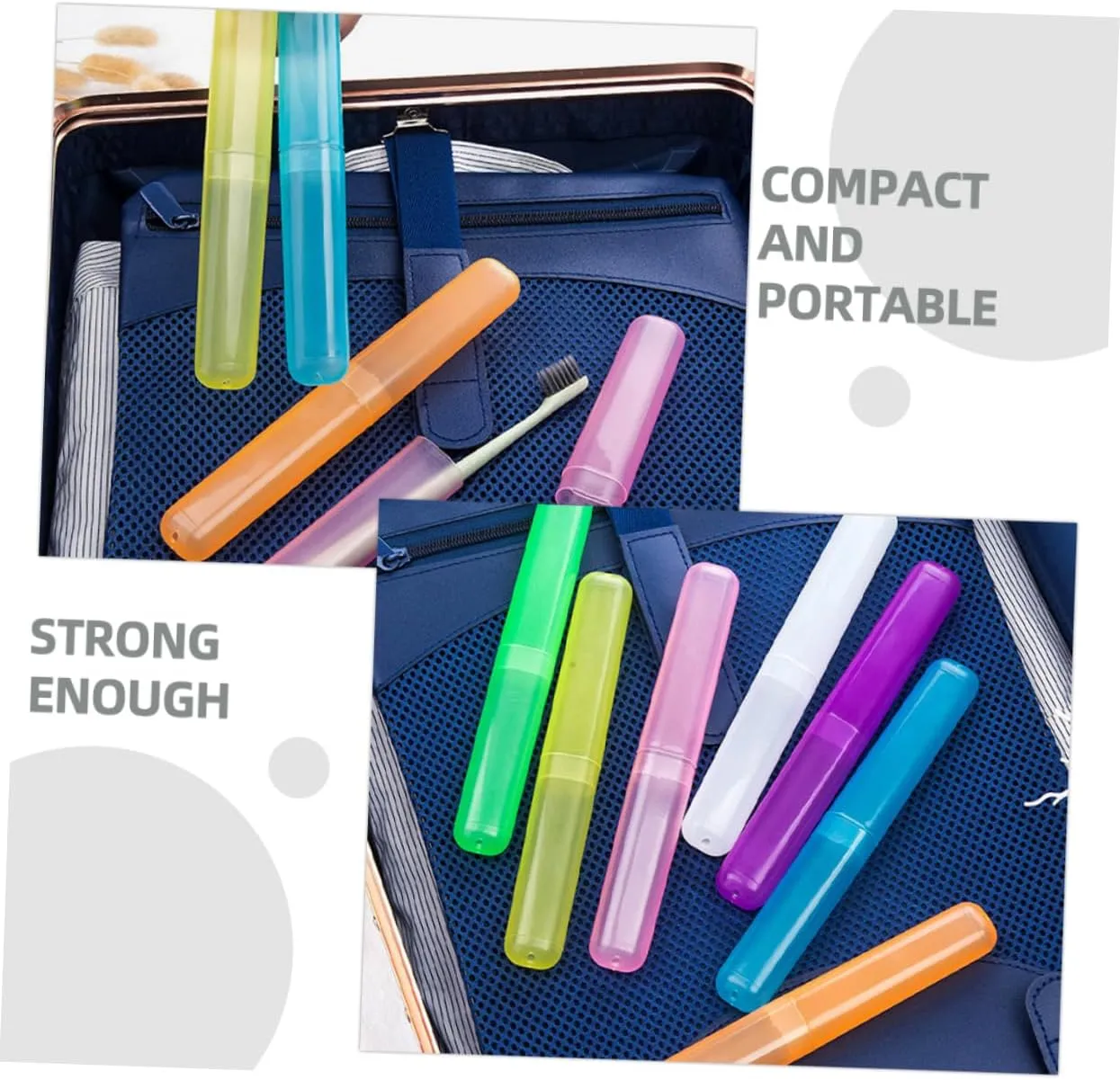 Amosfun 4sets Travel Toothbrush Holder Pp Material Case Airtight Compact Portable Toothbrush Storage for Camping Outdoor and Travel 21pcs*4