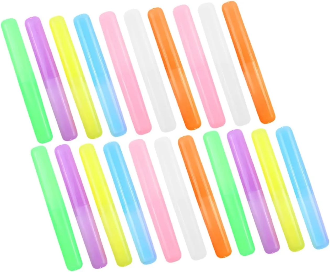 Amosfun 4sets Travel Toothbrush Holder Pp Material Case Airtight Compact Portable Toothbrush Storage for Camping Outdoor and Travel 21pcs*4