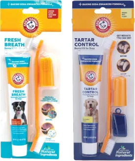 Arm & Hammer Dog Dental Care Kit Bundle  Includes Chicken Flavor Fresh Breath Kit & Banana Mint Tartar Control Kit with Toothpaste, Toothbrush & Fingerbrush, 3-Piece Sets, 2.5 oz Each