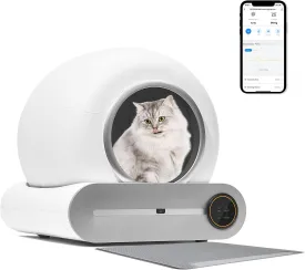 Automatic Cat Litter Box, 65 15L Extra Large No Scooping Self-Clean Cat Litter Box Robot with Sensors Safety Protection/Deodorisation/APP Control/Large Capcity for Multiple Cats, from 2 to 17LB