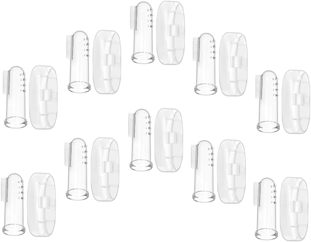 Baby Toothbrush Cover 10 Sets Gentle Silicone Finger Brush Oral Massager for Newborns Brush Plaque Remover Safe for Sensitive Gums