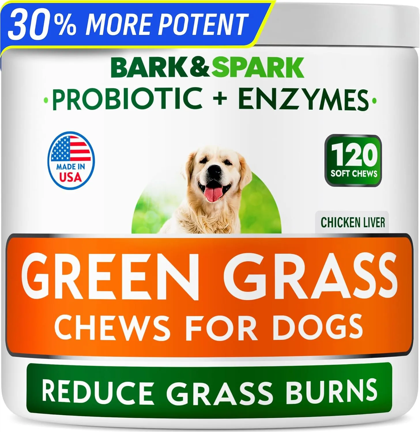 BARK&SPARK Green Grass Chews - Pee Grass Spot Saver Caused by Dog Urine - Urine Neutralizer for Lawn, Gut Health Probiotics & Digestive Enzymes,Lawn Burn from Dog Urine, Grass Burn Spot Chews, Rocks