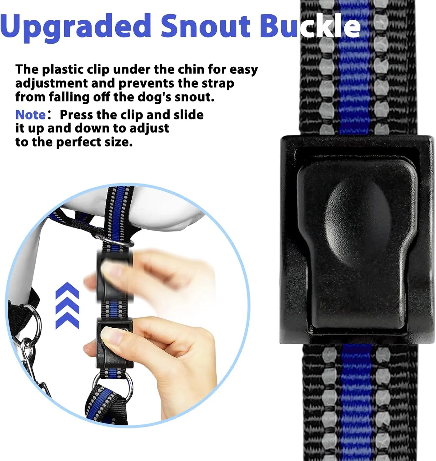 BARKLESS Soft Dog Head Collar, Patented Padded No Pull Head Halter, Training Nose Leash with Safety Link for Medium Large Dogs, Adjustable Muzzle Leash, Easy Control for Walking(Blue, M)