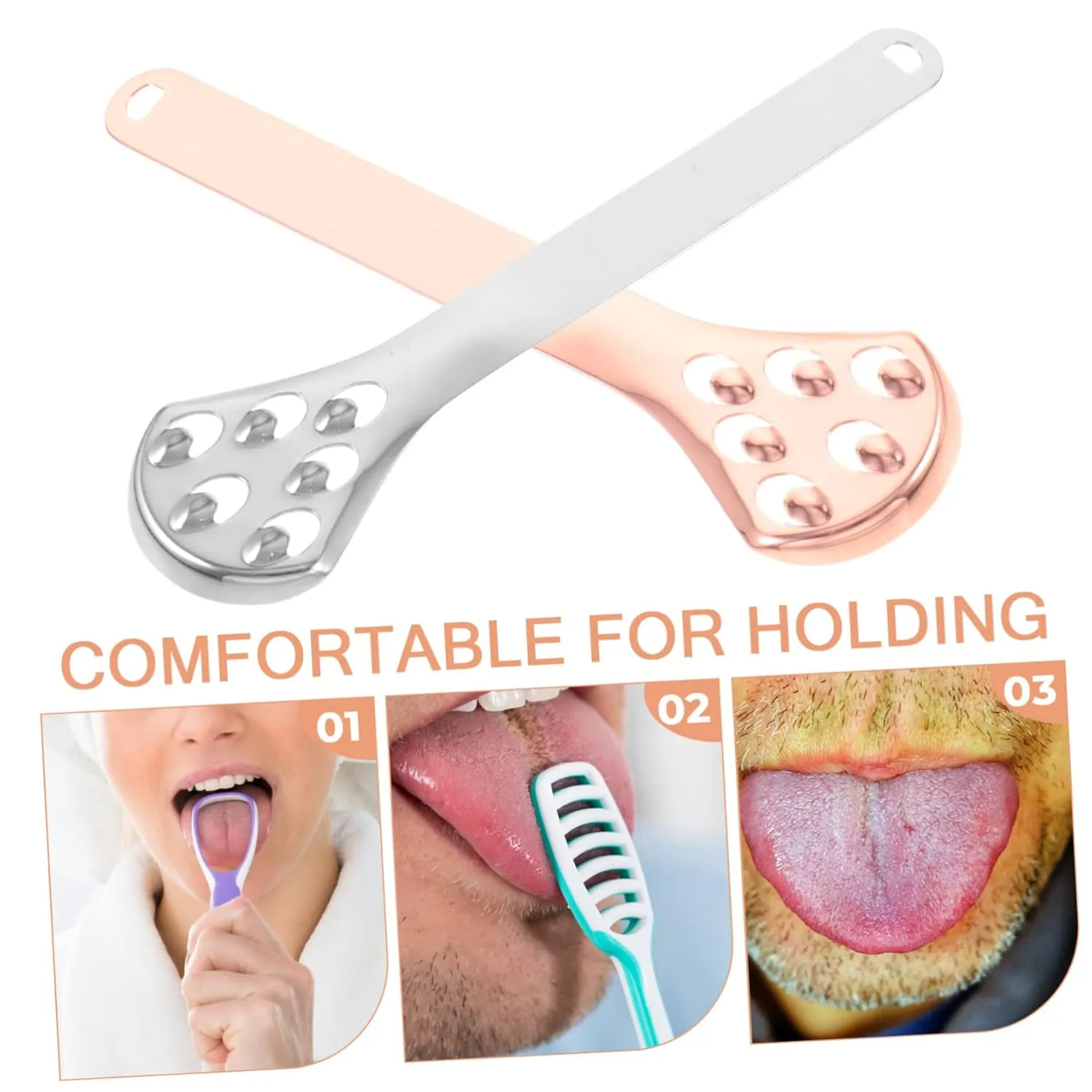 Beaupretty 10 Pcs Tongue Scraper Scrubber Mouth Rinse Piercing Scaper Heads Prank Teeth Toothbrush Double Gel Lip Tape Scrapers Scrapper Kit Holder Tongue Cleaners Stainless Steel