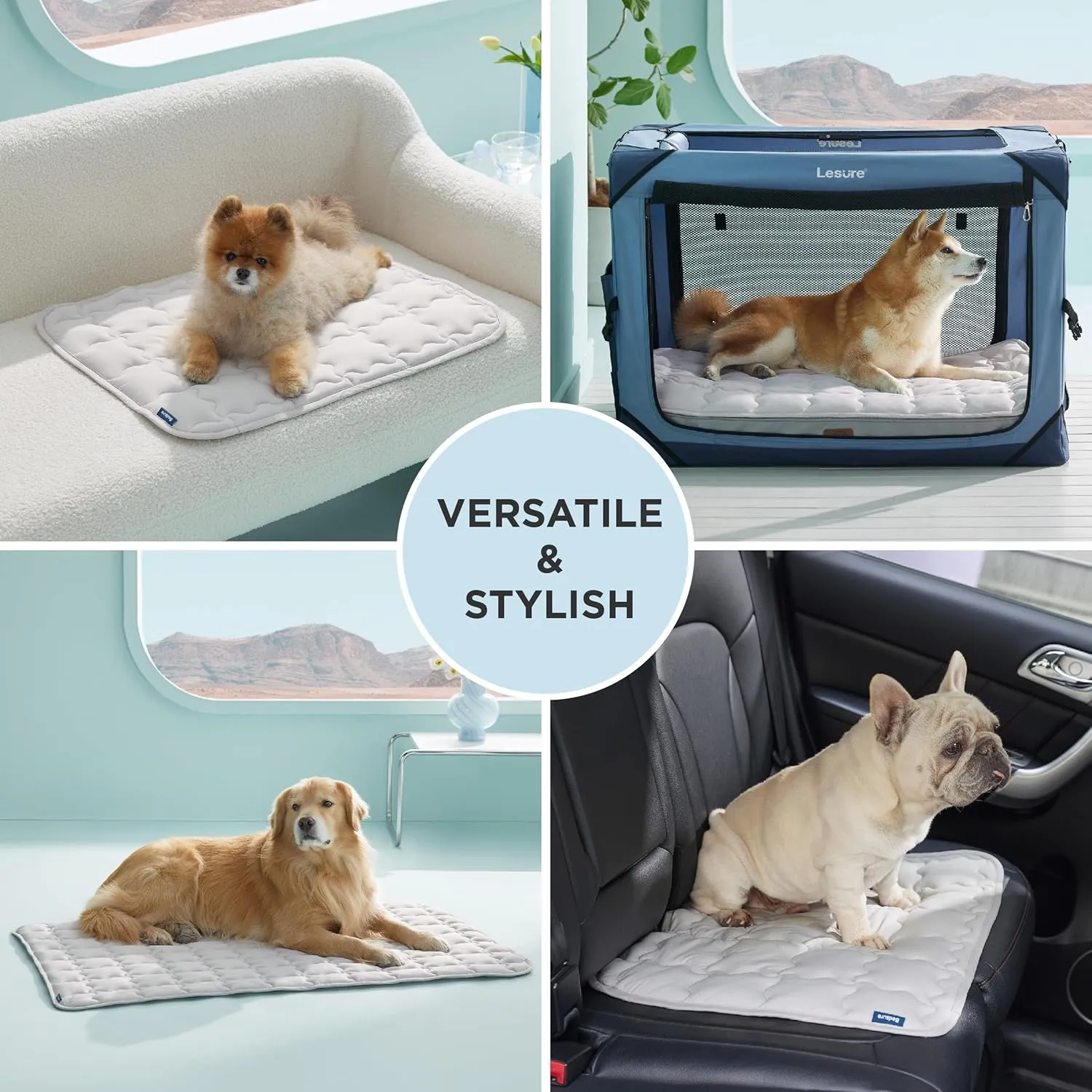 Bedsure Cooling Mat for Large Dogs  41x28 Thin Washable Cooling Pet Pad for Puppy, QMAX>0.5, XL Portable Kennel Puppy Bed for Summer, Non-Slip Summer Crate Pad for Big Dog Up to 80 lbs