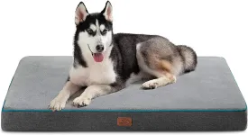 Bedsure Memory Foam Dog Bed Large Sized Dog - Orthopedic Waterproof Pet Beds for Crate with Removable Washable Water-Resistant Cover and Nonskid Bottom, Plush Flannel Fleece Top Pet Mat, Grey