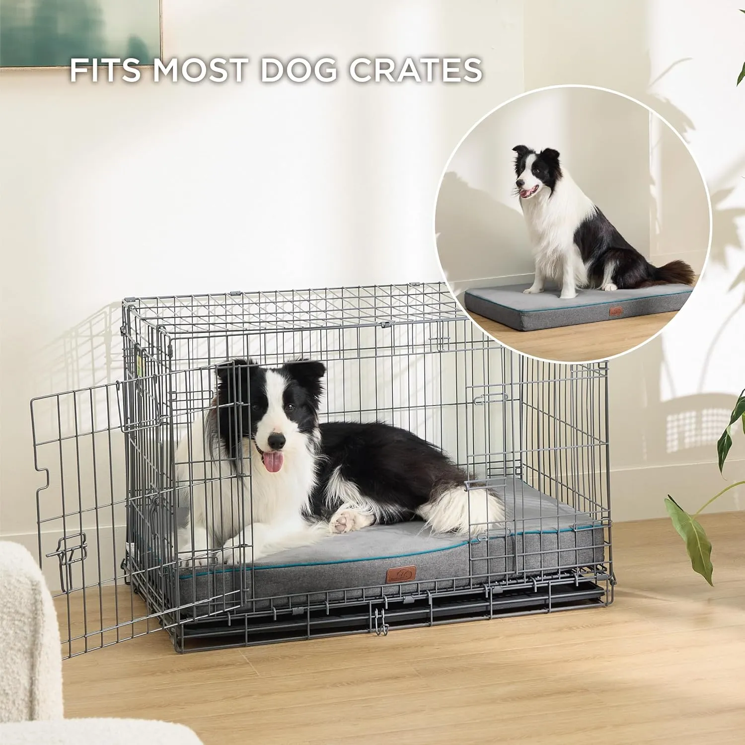 Bedsure Memory Foam Dog Bed Large Sized Dog - Orthopedic Waterproof Pet Beds for Crate with Removable Washable Water-Resistant Cover and Nonskid Bottom, Plush Flannel Fleece Top Pet Mat, Grey