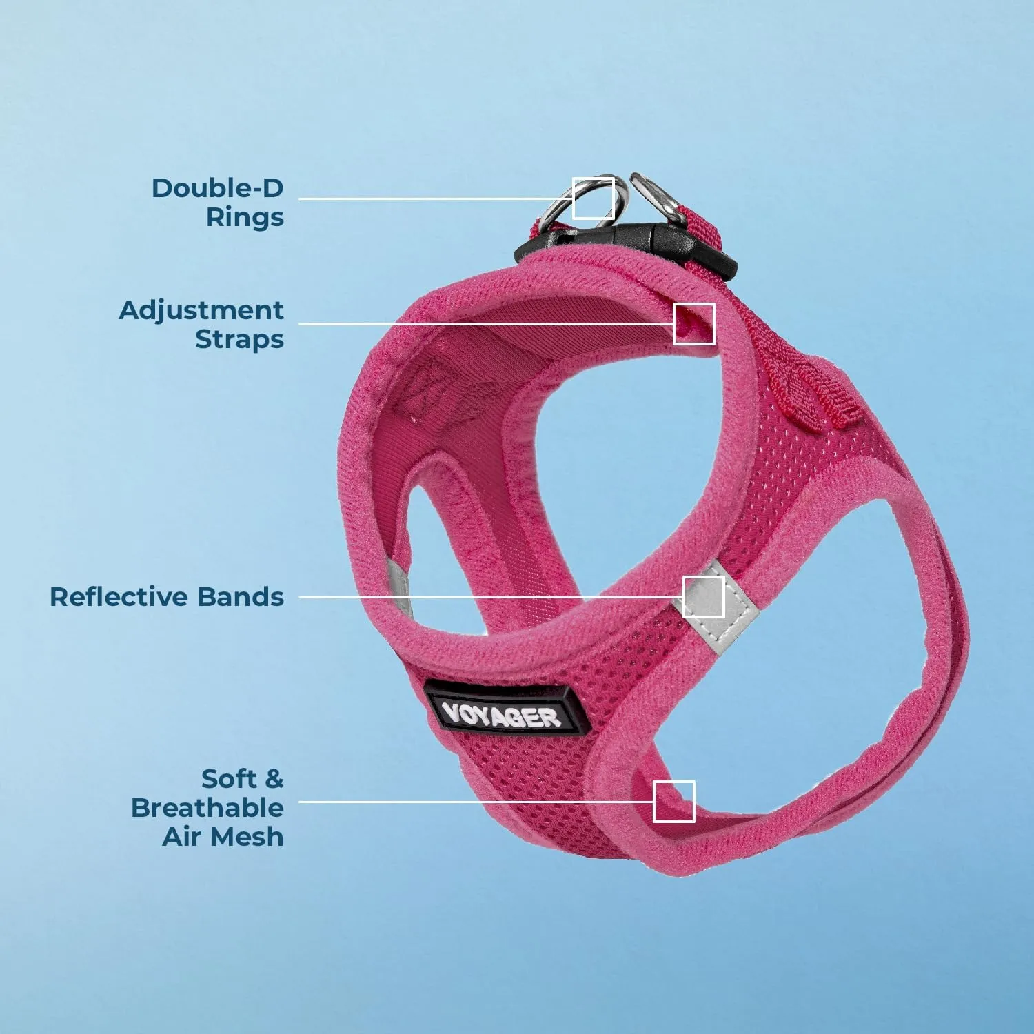 Best Pet Supplies Voyager Step-in Air Dog Harness - All Weather Mesh, Reflective, No Pull Harness for Small, Medium Dogs, Cats - Secure with Hook & Loop Fastener, Buckle, Double D-Rings - Fuchsia, M