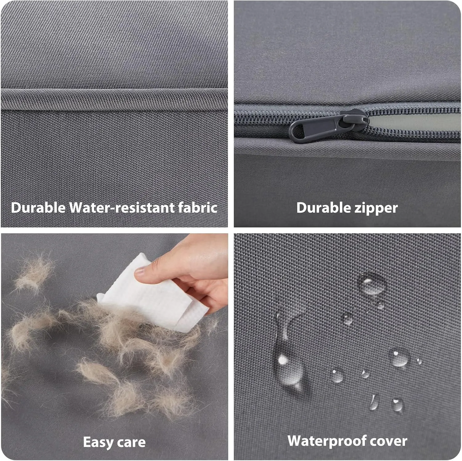 BFPETHOME Outdoor Dog Bed for Large Dogs, Waterproof, Orthopedic with Removable Washable Cover, Egg Crate Foam Mat (36 x 27 in, Grey)