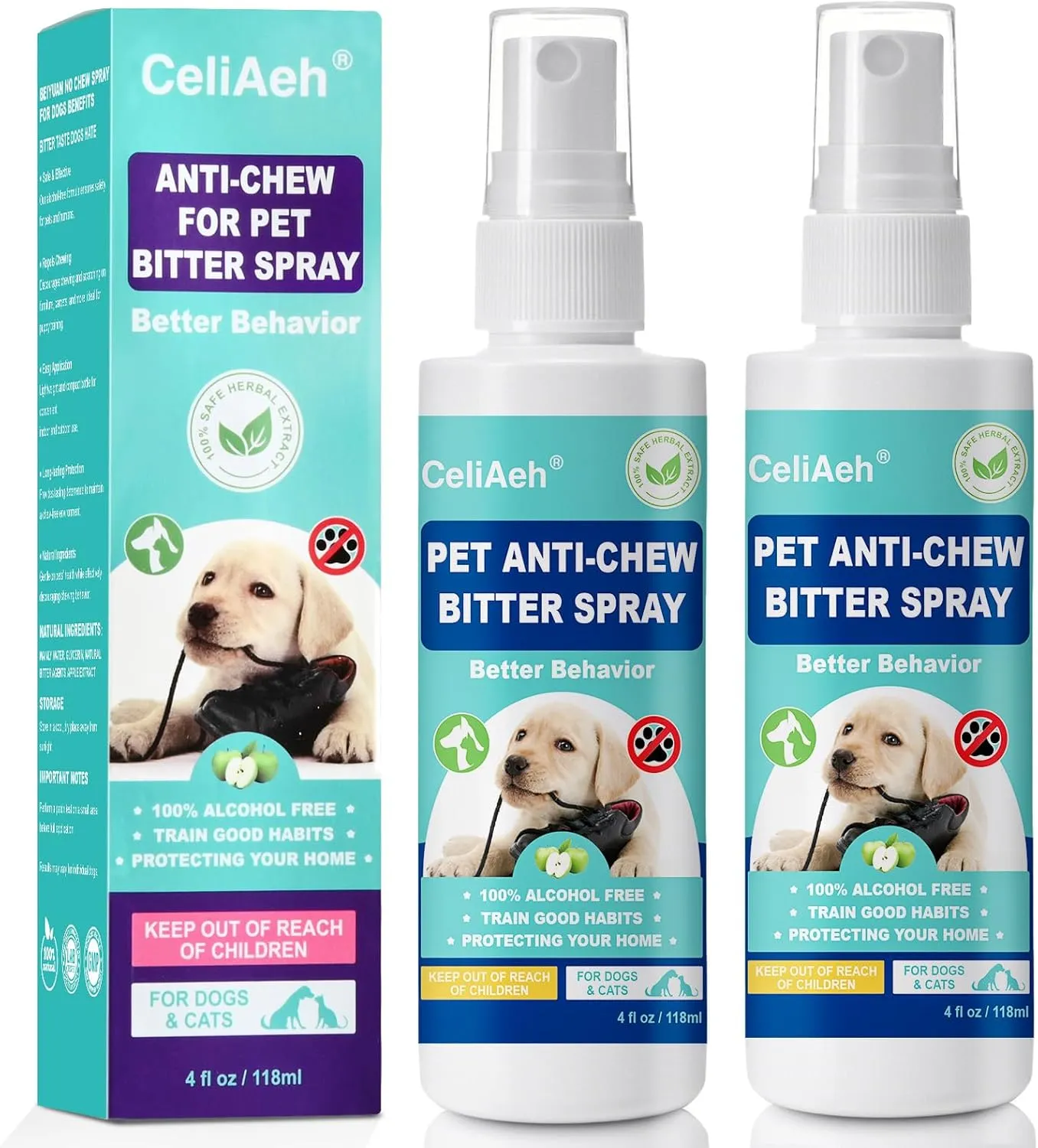 Bitter Apple Spray for Dogs 236ML - Stop Chewing & Licking, Puppy Training Aid, No Chew Deterrent for Furniture, Shoes, Wounds - Safe Formula for Indoor & Outdoor Use