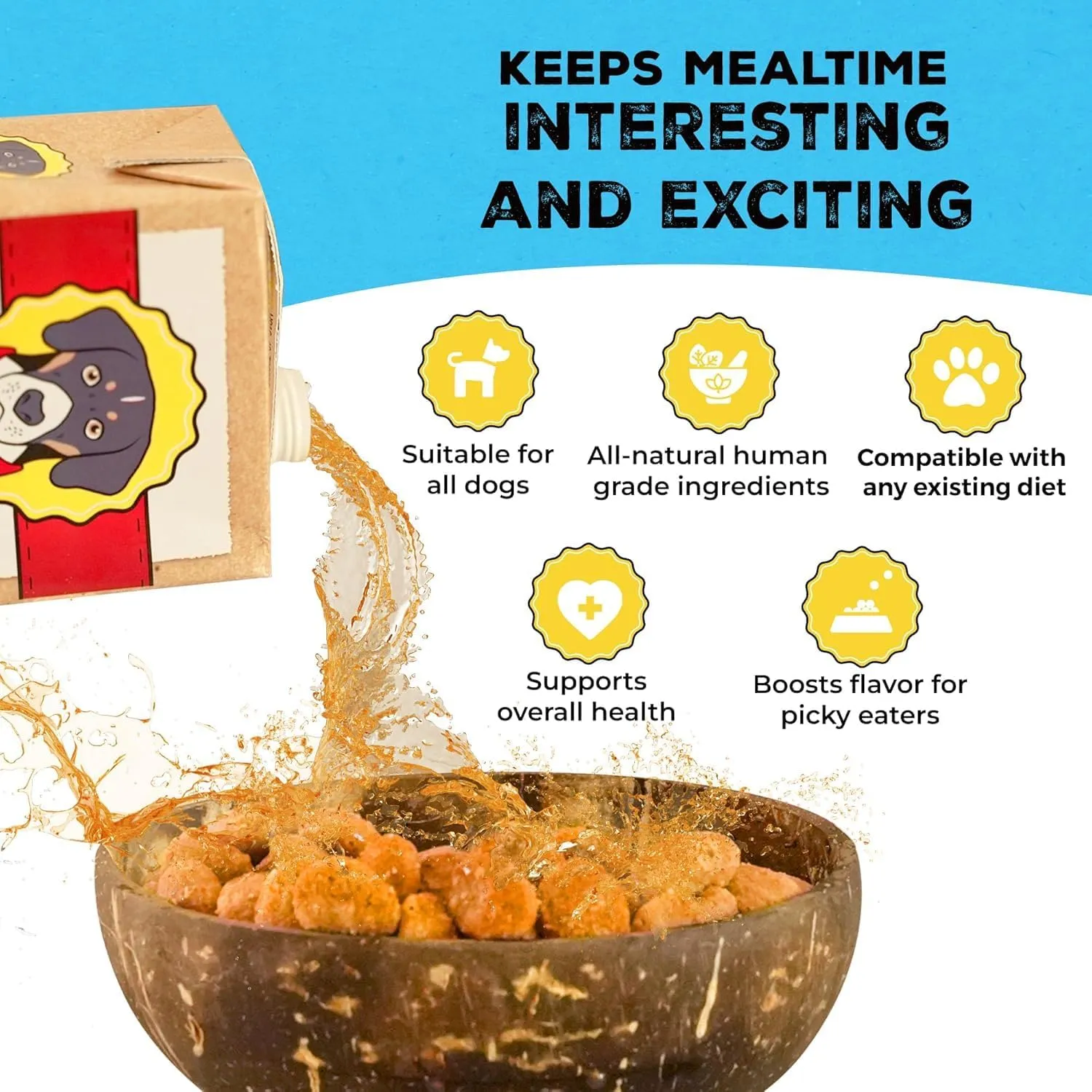 Brutus Broth for Dogs - All Natural Bone Broth for Dogs with Chondroitin Glucosamine Turmeric -Human Grade Dog Food Toppers - Beef and Pork Bundle