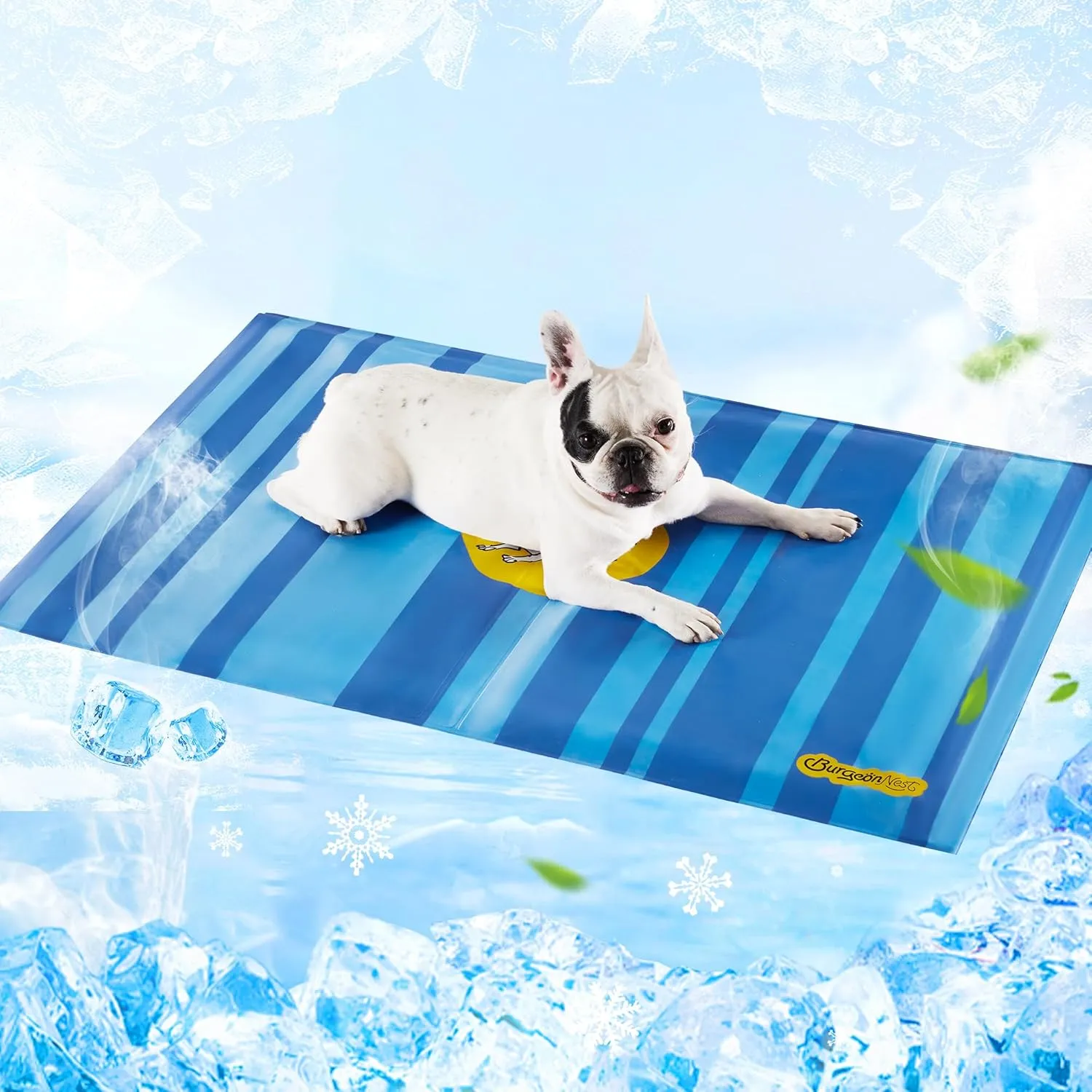 BurgeonNest 30" x 40" Dog Cooling Mat for Large Dog, Portable Pet Cooling Mat with Leak-Proof Zipper, High-Density Sponge Support & Paw-Proof Design for Indoor Outdoor Use