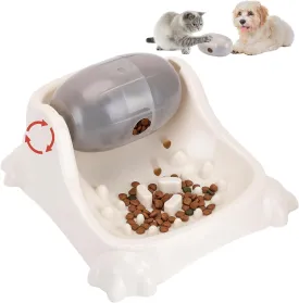 Cat Puzzle Feeder-4 Adjustable Difficulty Levels IQ Training Cat Treat Puzzle, Cat Slow Feeder Bowl, Cat Food Puzzle, Treat Dispensing Dog Toys for Dog/Cat