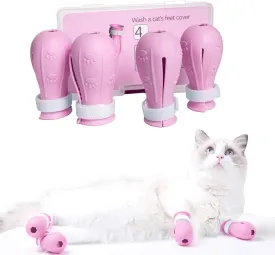 Cat Scratch Cover for Nursing Rehabilitation Cat Boots for Cats Only, Adjustable Cat Bathing GlovesPink-c