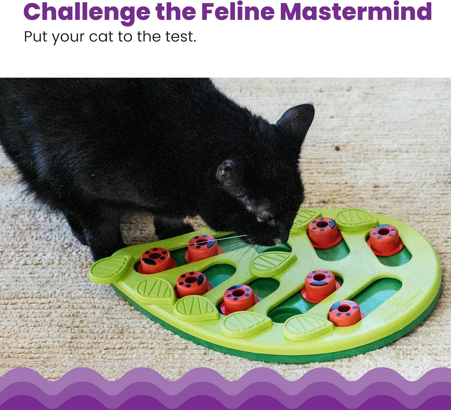 Catstages Buggin' Out Puzzle & Play, Interactive Treat Puzzle Cat Toy, Green