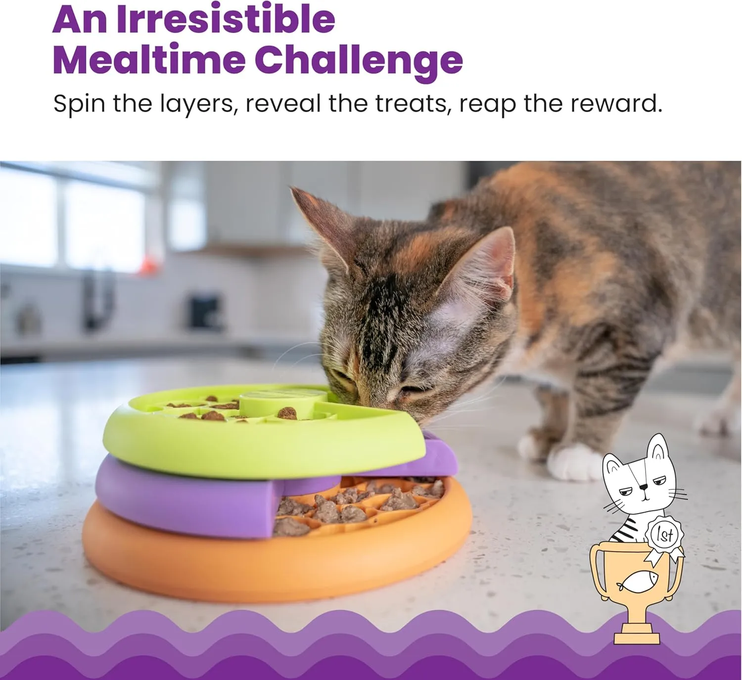 Catstages Kitty Lickin' Layers Multilayered Cat Fun Feeder Cat Treat Puzzle