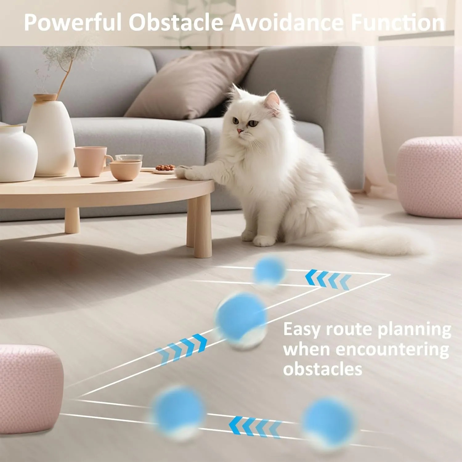 Chewie Viral Rolling Ball, Interactive Cat Toys Ball for Indoor, Cats Interactive Self Rolling Ball Dog Ball Automatic Cat Toy 360 Smart Automatic Rolling Pet Ball (Blue)