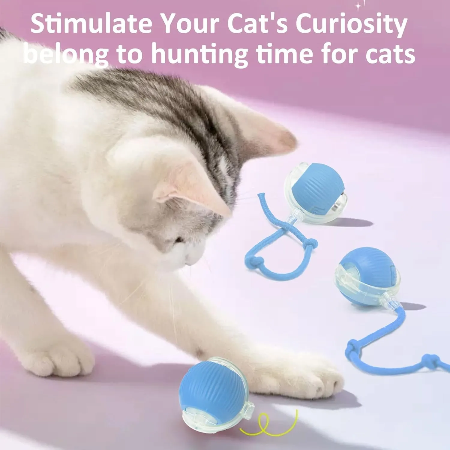 Chewie Viral Rolling Ball, Interactive Cat Toys Ball for Indoor, Cats Interactive Self Rolling Ball Dog Ball Automatic Cat Toy 360 Smart Automatic Rolling Pet Ball (Blue)