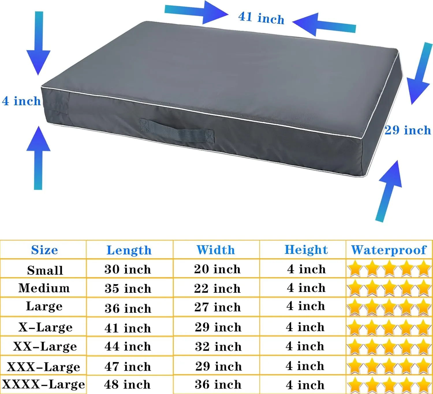 Chinchilla Waterproof Heavy Dog Bed Cover Washable, with Zipper Opening Fillable Universal Dog Bed Replacement Cover.Cover Only (X-Large, Gray)