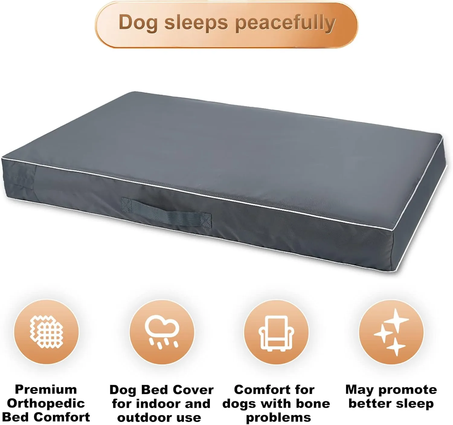 Chinchilla Waterproof Heavy Dog Bed Cover Washable, with Zipper Opening Fillable Universal Dog Bed Replacement Cover.Cover Only (X-Large, Gray)