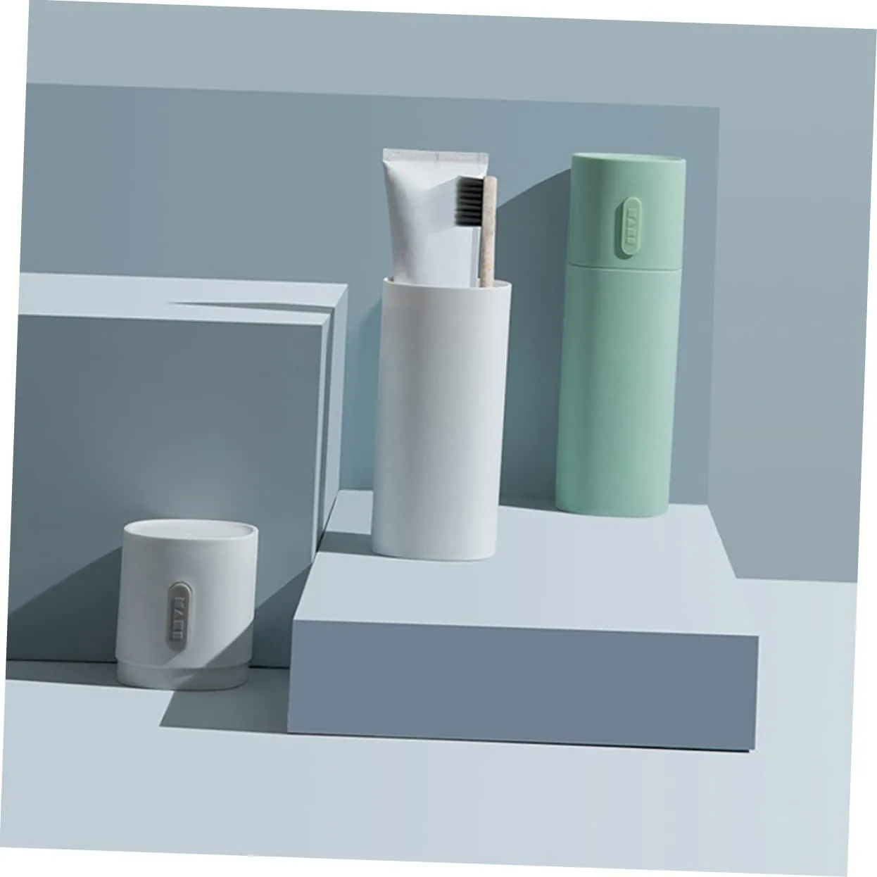 Ciieeo Toothbrush Travel Holder Storage Case Toothpaste Container Brushing Mug Compact Portable