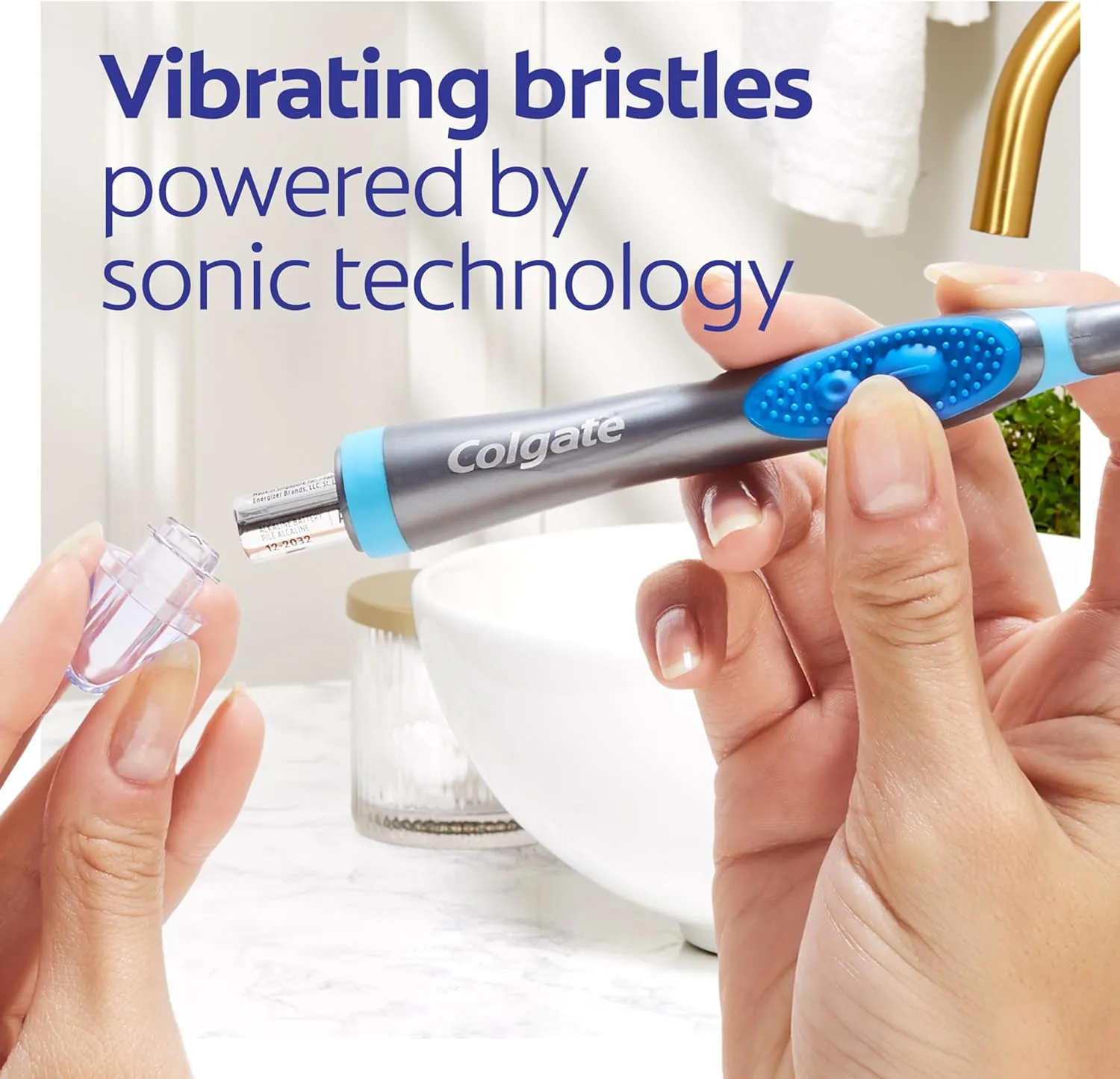 Colgate 360 Vibrate Deep Clean Battery Operated Toothbrush Pack, Disposable Electric Toothbrush with 1 AAA Battery Included, Whole Mouth Clean, 2 Pack