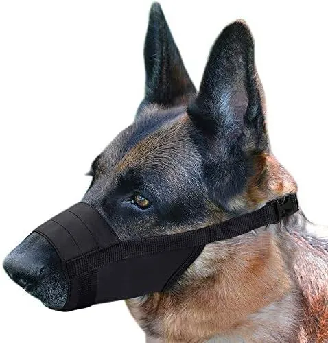 CollarDirect 2-PCs Set Dog Muzzles - Adjustable Soft Breathable Nylon Dog Mouth Guard Cover for Small, Medium and Large Dogs, Anti Chewing, Barking & Biting - Black & Red (1Black & 1Red, M/L)