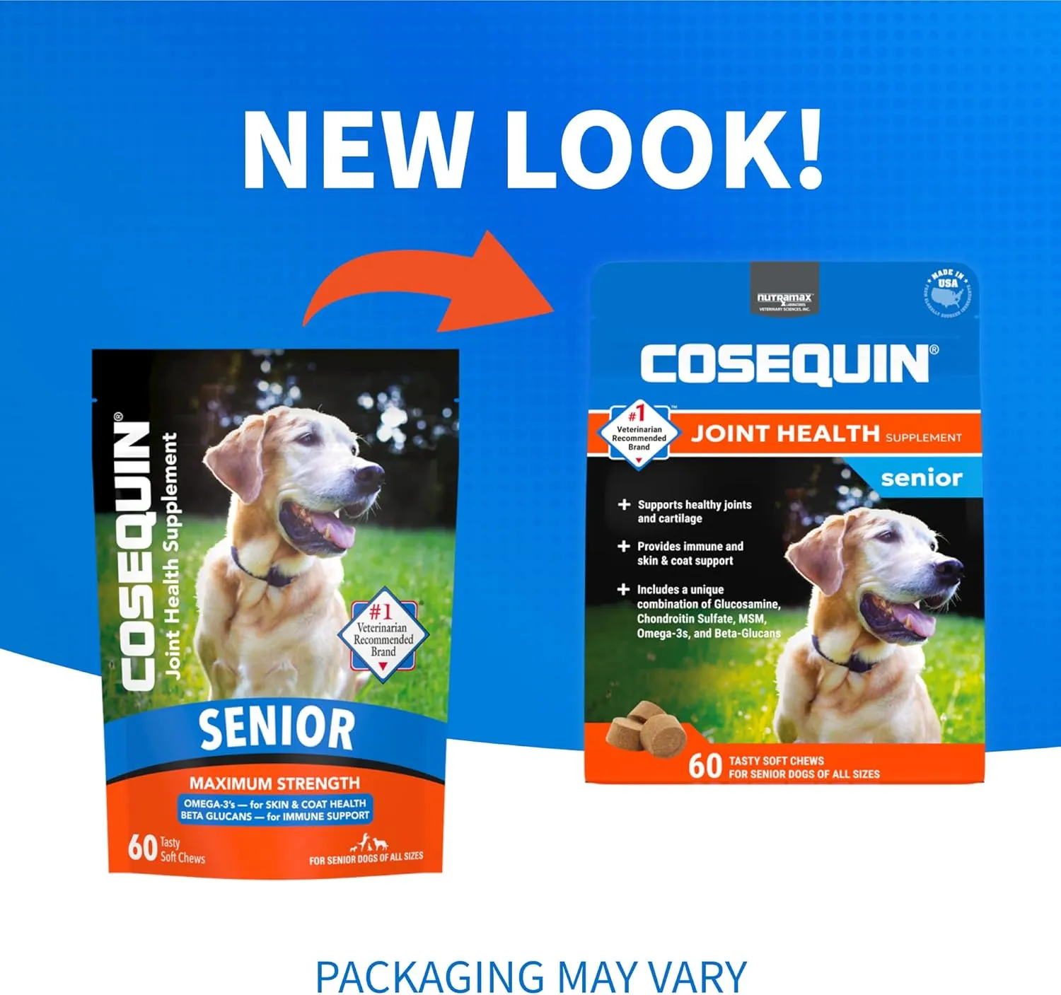 Cosequin Senior Joint Health Supplement for Senior Dogs - With Glucosamine, Chondroitin, Omega-3 for Skin and Coat Health and Beta Glucans for Immune Support, 60 Soft Chews