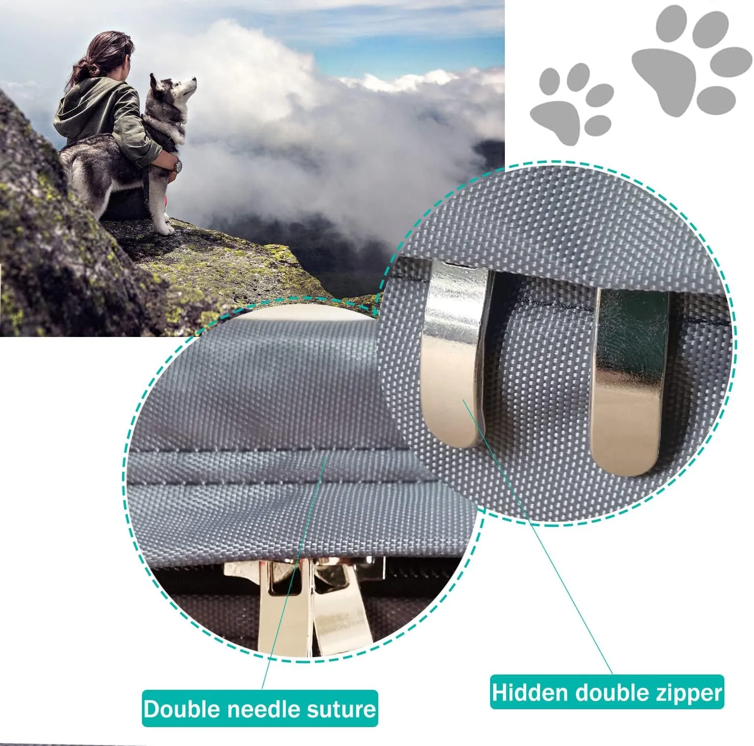 Dog Bed Cover,Waterproof Tough Plastic DIY Pet Bed Cover,Non Stick Hair Easy to Clean Rectangular Fillable Dog Bed Covers with Zipper(Dark Grey,36" L x 27" W x 4" Th,Cover Only)