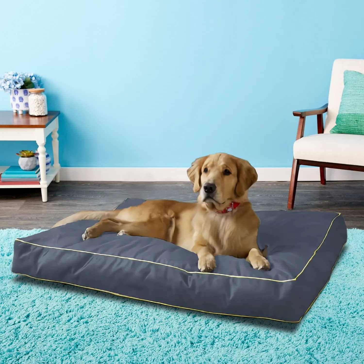 Dog Bed Cover,Waterproof Tough Plastic DIY Pet Bed Cover,Non Stick Hair Easy to Clean Rectangular Fillable Dog Bed Covers with Zipper(Dark Grey,36" L x 27" W x 4" Th,Cover Only)