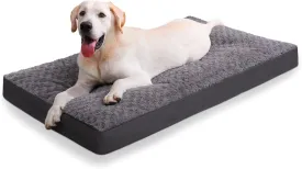 Dog Crate Bed Waterproof Dog Beds for Medium Dogs Rose Velvet Soft Fluffy Washable Dog Bed with Removable Cover & Anti-Slip Bottom, 35 x 22 Inch, Gray