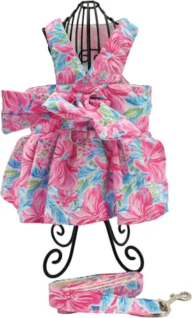 Dog Dress Bow Tie Harness Leash Set Harness Dress for Small Dogs Cute Dog Pet Girl Puppy Summer Clothes for Female Bunny Clothes Yorkie Chihuahua Training Walking (Small, PawtyTime)